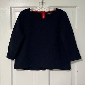 Anthropologie Navy Blue Textured long sleeve Blouse